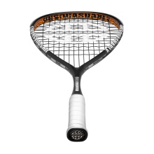 UNSQUASHABLE Rakieta do squasha James Willstrop Hero (130g/z ciężarem na rączce) 2024 czarna/pomarańczowa - naciągnięta -